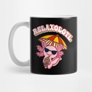 Cool Relaxolotl Likes To Relax A Lot - Chill Vibes Axolotl Boba Tea at the Beach Mug